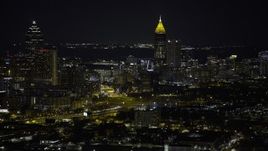 6.7K aerial stock footage of skyscrapers in Downtown and Midtown at night, Atlanta, Georgia Aerial Stock Footage | AX0171_0213