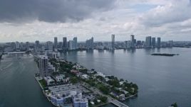 6.7K aerial stock footage of waterfront skyscrapers in Downtown Miami, Florida Aerial Stock Footage | AX0172_024