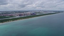 6.7K aerial stock footage of flying by Port Everglades in Fort Lauderdale, Florida Aerial Stock Footage | AX0172_039