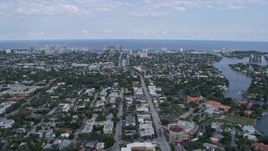 6.7K aerial stock footage of flying over neighborhoods toward the coast in Fort Lauderdale, Florida Aerial Stock Footage | AX0172_049