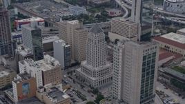 6.7K aerial stock footage of circling the Miami-Dade County Courthouse in Downtown Miami, Florida Aerial Stock Footage | AX0172_091