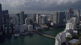 6.7K aerial stock footage of towering waterfront skyscrapers in Downtown Miami, Florida Aerial Stock Footage | AX0172_119
