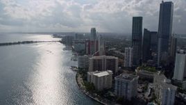 6.7K aerial stock footage of waterfront condominium complexes in Downtown Miami, Florida Aerial Stock Footage | AX0172_120