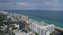 6.7K aerial stock footage of South Beach hotels and beach, Miami, Florida Aerial Stock Footage | AX0172_133