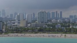 6.7K aerial stock footage condo complex and South Beach hotels, Florida Aerial Stock Footage | AX0172_144