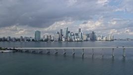 6.7K aerial stock footage of Downtown Miami, Florida seen from the Rickenbacker Causeway Aerial Stock Footage | AX0172_149
