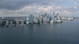 6.7K aerial stock footage of approaching the skyline of Downtown Miami, Florida Aerial Stock Footage | AX0172_150