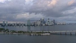 6.7K aerial stock footage of a wide view of the Downtown Miami skyline, Florida at sunset Aerial Stock Footage | AX0172_163