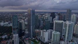 6.7K aerial stock footage approach and flyby high-rise hotel in Downtown Miami, Florida at sunset Aerial Stock Footage | AX0172_171
