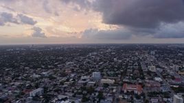 6.7K aerial stock footage a wide view of the Little Havana neighborhood at sunset, Miami, Florida Aerial Stock Footage | AX0172_178