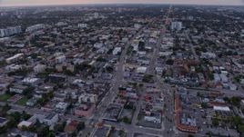 6.7K aerial stock footage of streets in Little Havana neighborhood at sunset, Miami, Florida Aerial Stock Footage | AX0172_180