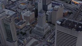 6.7K aerial stock footage of orbiting the courthouse at sunset, Downtown Miami, Florida Aerial Stock Footage | AX0172_190