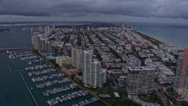 6.7K aerial stock footage flyby South Beach high-rises and neighborhood at sunset, Miami, Florida Aerial Stock Footage | AX0172_197