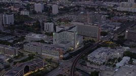 6.7K aerial stock footage a hospital at twilight, Miami, Florida Aerial Stock Footage | AX0172_202