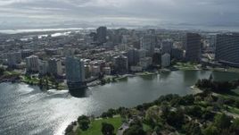 6K aerial stock footage fly over Lake Merritt and downtown, Oakland, California Aerial Stock Footage | AX0173_0015