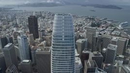 6K aerial stock footage fly over Salesforce Tower toward Transamerica Pyramid, San Francisco, California Aerial Stock Footage | AX0173_0038