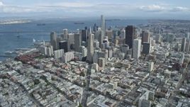 6K aerial stock footage approach Salesforce Tower in Downtown San Francisco, California Aerial Stock Footage | AX0173_0041