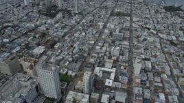 6K aerial stock footage of flying by the Chinatown and Nob Hill neighborhoods in San Francisco, California Aerial Stock Footage | AX0173_0048