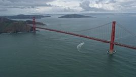 6K aerial stock footage flying by the Golden Gate Bridge in San Francisco, California Aerial Stock Footage | AX0173_0053