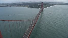 6K aerial stock footage of flying by the iconic Golden Gate Bridge, San Francisco, California Aerial Stock Footage | AX0173_0056