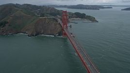 6K aerial stock footage the Marin side of the iconic Golden Gate Bridge, San Francisco, California Aerial Stock Footage | AX0173_0060