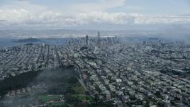 6K aerial stock footage wide view of the Downtown San Francisco skyline, California Aerial Stock Footage | AX0173_0062