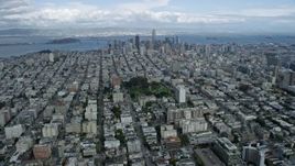 6K aerial stock footage approach Downtown San Francisco skyline from Pacific Heights, California Aerial Stock Footage | AX0173_0064