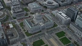 6K aerial stock footage of City Hall in the Civic Center district of San Francisco, California Aerial Stock Footage | AX0173_0077