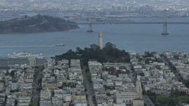 6K aerial stock footage of flying by famous Coit Tower, North Beach, San Francisco, California Aerial Stock Footage | AX0173_0082