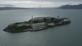 6K aerial stock footage of orbiting the historic Alcatraz prison, San Francisco, California Aerial Stock Footage | AX0173_0084