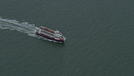 6K aerial stock footage of a ferry sailing on San Francisco Bay, California Aerial Stock Footage | AX0173_0089