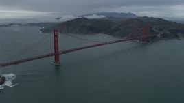 6K aerial stock footage of flying toward the famous Golden Gate Bridge, San Francisco, California Aerial Stock Footage | AX0173_0091