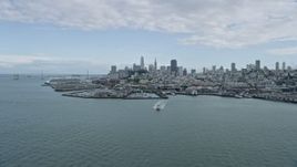 6K aerial stock footage of the San Francisco skyline seen from the bay, California Aerial Stock Footage | AX0173_0104