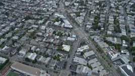 6K aerial stock footage of Market Street and apartment buildings in the Castro District, San Francisco, California Aerial Stock Footage | AX0173_0115