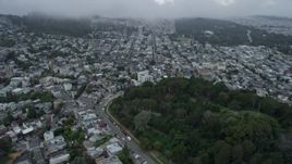 6K aerial stock footage fly over the Castro District and park for view of Cole Valley, San Francisco, California Aerial Stock Footage | AX0173_0116