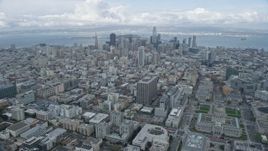 6K aerial stock footage fly from Western Addition toward Downtown San Francisco skyline, California Aerial Stock Footage | AX0173_0123