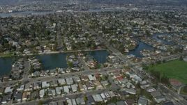 6K aerial stock footage of waterfront homes in Alameda, California Aerial Stock Footage | AX0173_0134