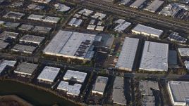6K aerial stock footage of Fremont warehouse buildings, California Aerial Stock Footage | AX0174_0018