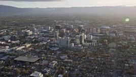 6K aerial stock footage of approaching and flying by Downtown San Jose, California Aerial Stock Footage | AX0174_0022