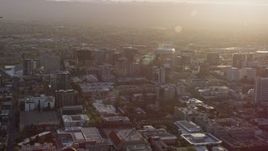 6K aerial stock footage of flying by Downtown San Jose at sunset, California Aerial Stock Footage | AX0174_0023
