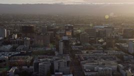 6K aerial stock footage of office buildings in Downtown San Jose at sunset, California Aerial Stock Footage | AX0174_0025