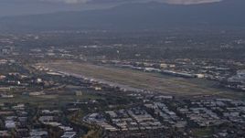 6K aerial stock footage of San Jose International Airport at sunset, California Aerial Stock Footage | AX0174_0046