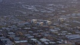 6K aerial stock footage of office buildings at sunset, Sunnyvale, California Aerial Stock Footage | AX0174_0048