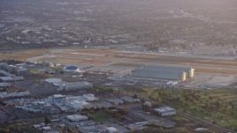 6K aerial stock footage of Moffett Field at sunset, Mountain View, California Aerial Stock Footage | AX0174_0049