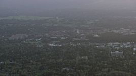 6K aerial stock footage of a wide view of Sanford University at sunset, California Aerial Stock Footage | AX0174_0051