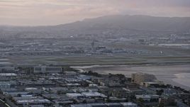 6K aerial stock footage of San Francisco International Airport at sunset, California Aerial Stock Footage | AX0174_0065