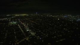 6K aerial stock footage of Downtown San Francisco seen from Marina District at night, California Aerial Stock Footage | AX0174_0174
