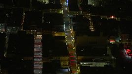 6K aerial stock footage a view of Grant Ave at night in Chinatown, San Francisco, California Aerial Stock Footage | AX0174_0190