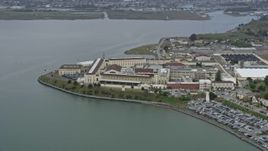 6K aerial stock footage of circling San Quentin State Prison, California Aerial Stock Footage | AX0175_0045