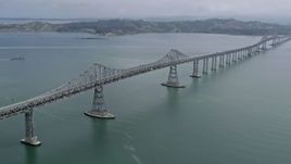6K aerial stock footage approach and fly beside the Richmond Bridge, California Aerial Stock Footage | AX0175_0049